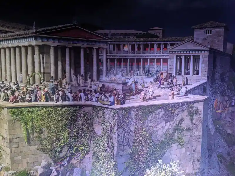 The upper passage at the cliff near the Athena precinct of the Pergamon site from the panorama located at the Pergamon museum